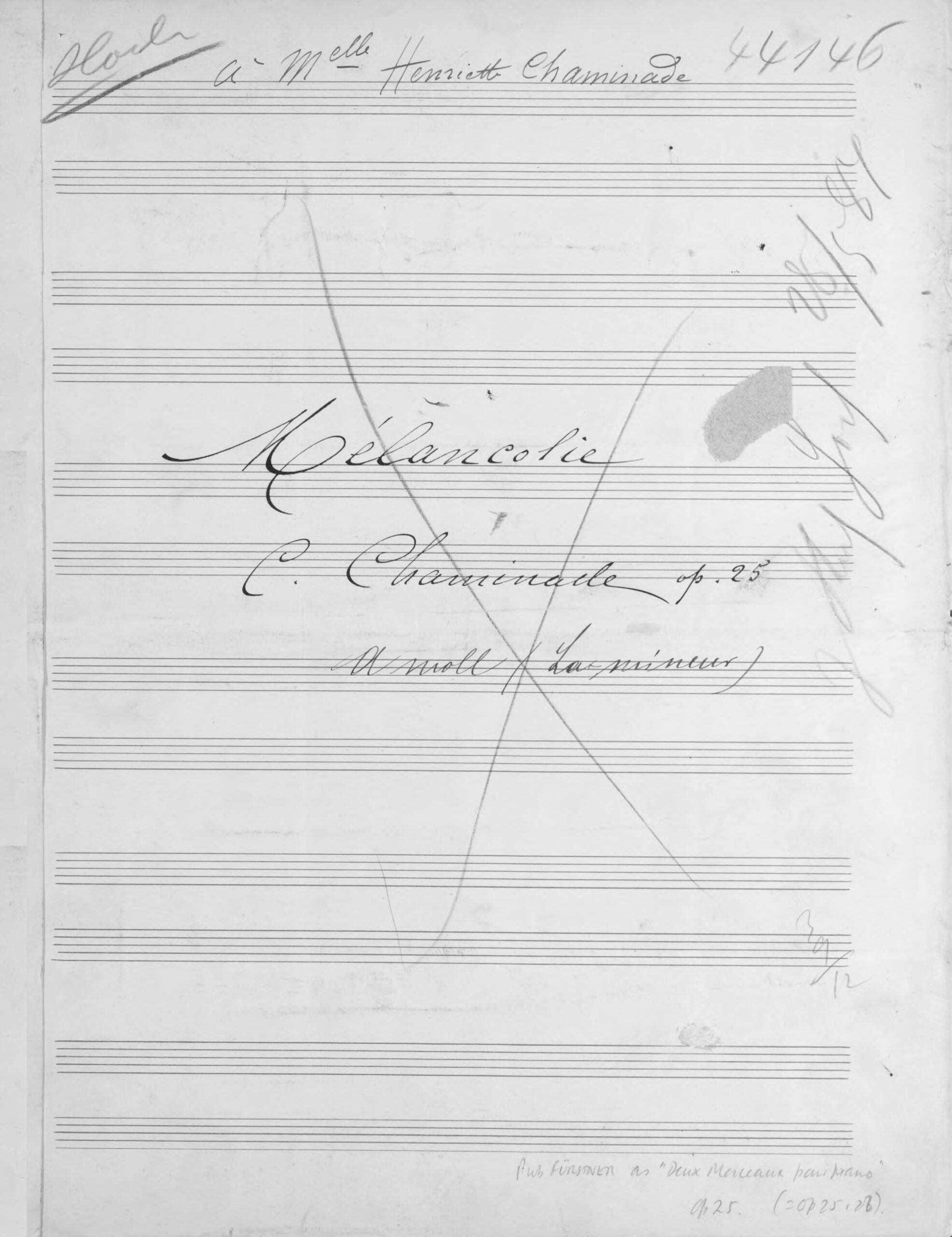 Op. 25 Mélancolie manuscript